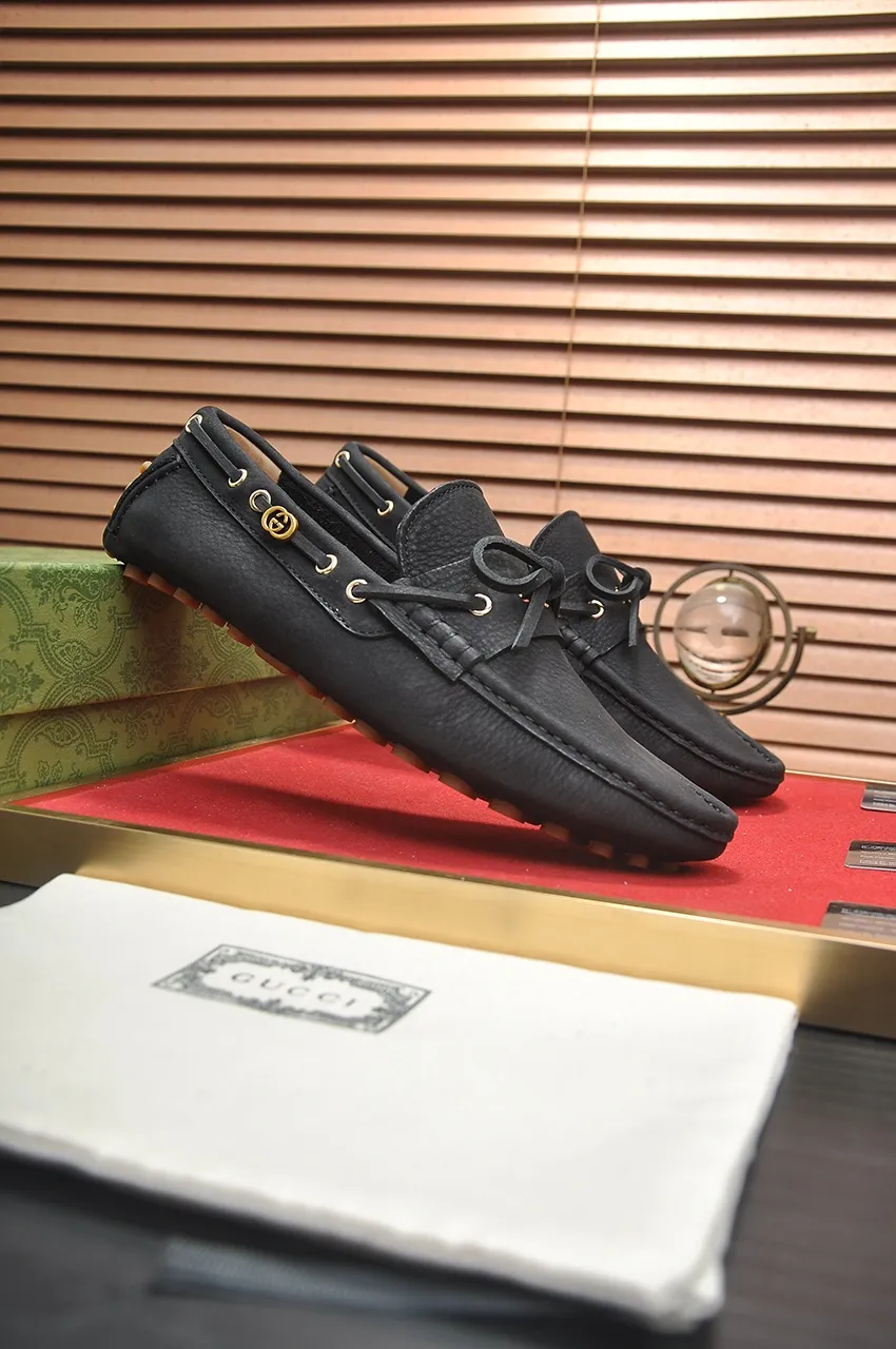 Men's Men's Shoes💰420💶【GUCCI】 (High-end Niuli) New 🍀Gucci*——Gucci Doudou Shoes! Made of imported original cowhide, the inner top layer is comfortable cowhide lining! Original wear-resistant rubber outsole! High quality products! Code number 38-44!